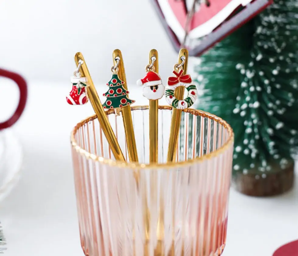 Топ мило! Санта Клаус Рождественский Снеговик Кофе ложка вилка для фруктов