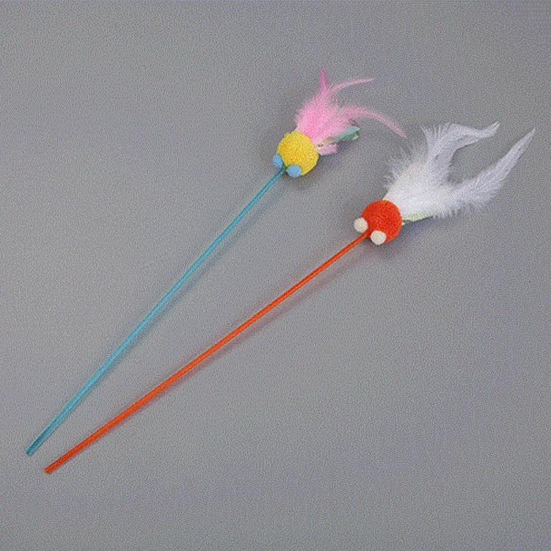 Игрушка для кошек птичье перо плюшевая Пластиковая Палочка игрушка кошатник с