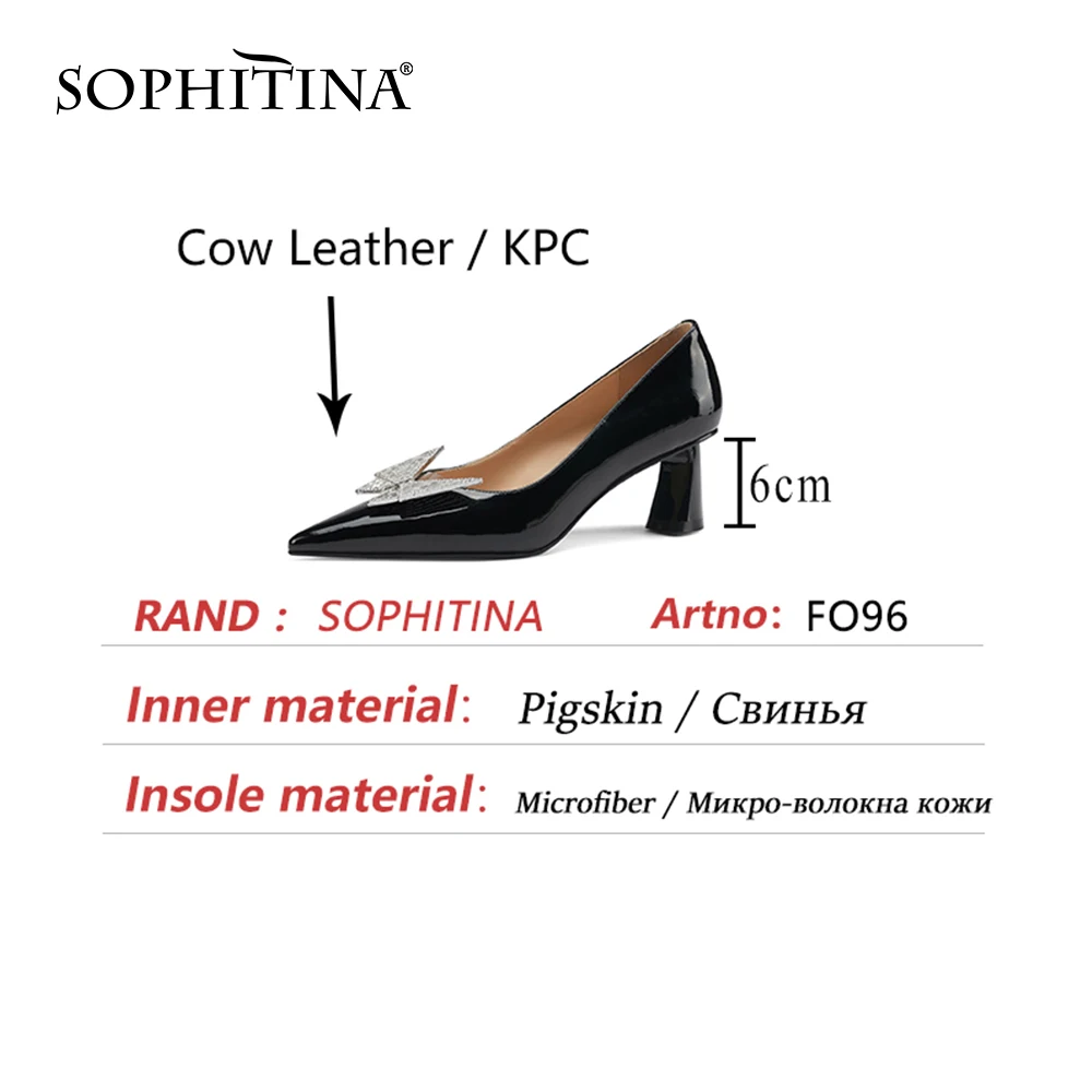 

SOPHITINA Genuine Leather Female Heel Shoes Women Basic Medium Pointed Toe Butterfly-knot Dress Spring Woman Shoes 2021 FO96