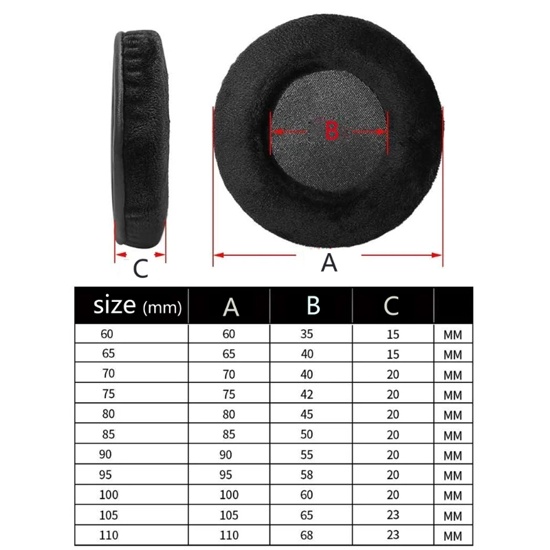 

2Pcs/1Pair Velvet Universal Headphone Cushions Replacement Ear Pads Cushion 70mm 90mm 60mm-110mm For All Earphone
