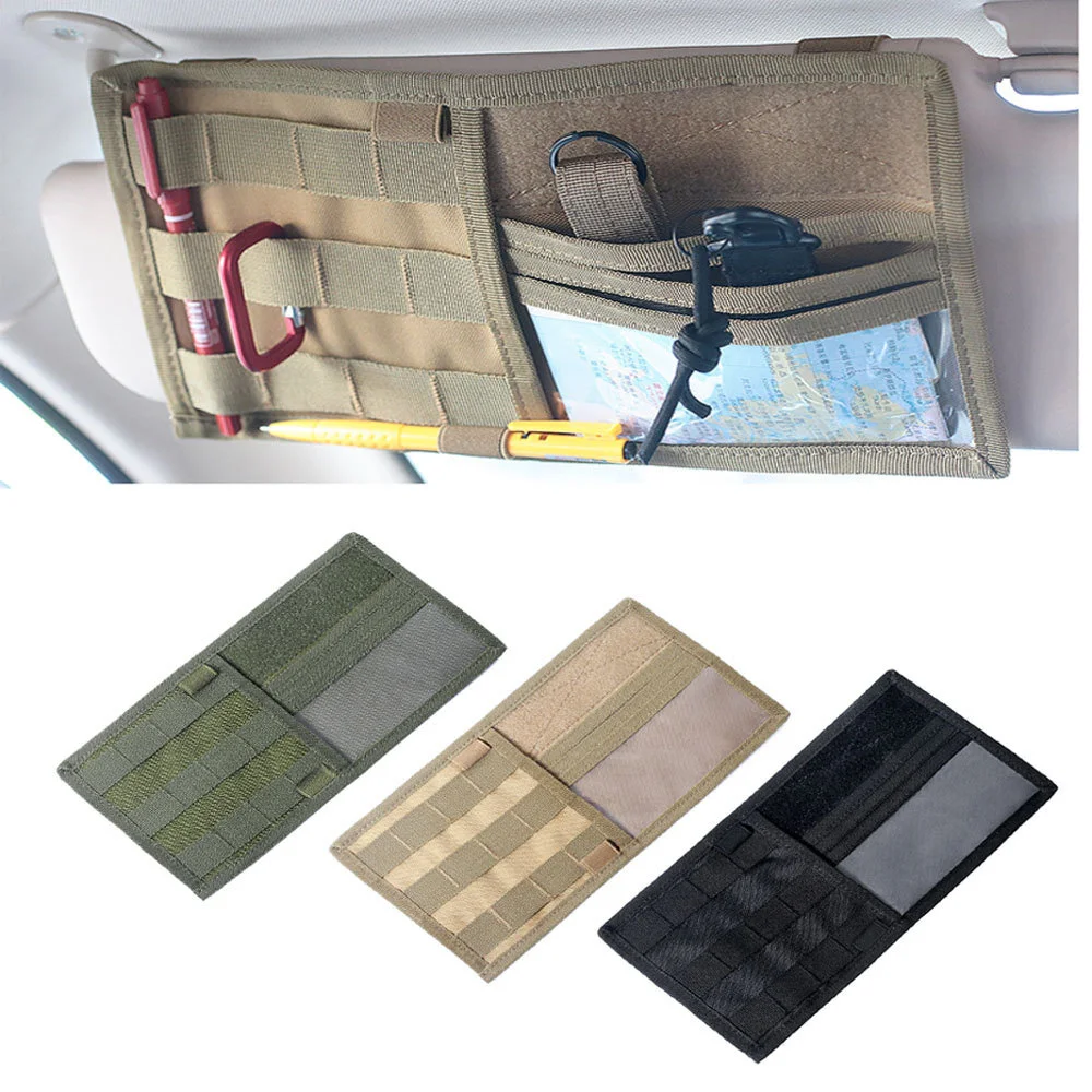 

1PC Tactical Vehicle Sun Visor Organizer Panel CD Storage Bag Car Truck Auto Accessories Sundries Molle Pouch Holder EDC Tool