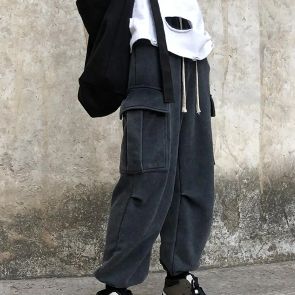 

Для мужчин однотонные брюки кэжуал Цвет треники шнурок карманы ботильоны с перекрестной шнуровкой, длинные штаны, брюки, штаны 2021