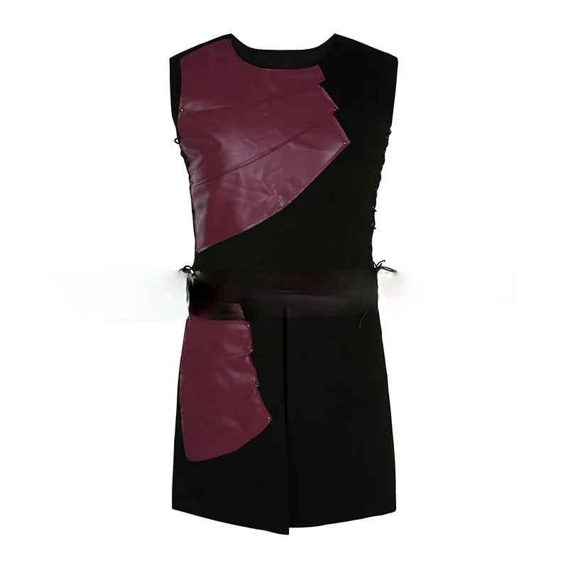 

Sleeveless Side Tie Round Neck Stitching Men's Medieval Costume Stage Outfit