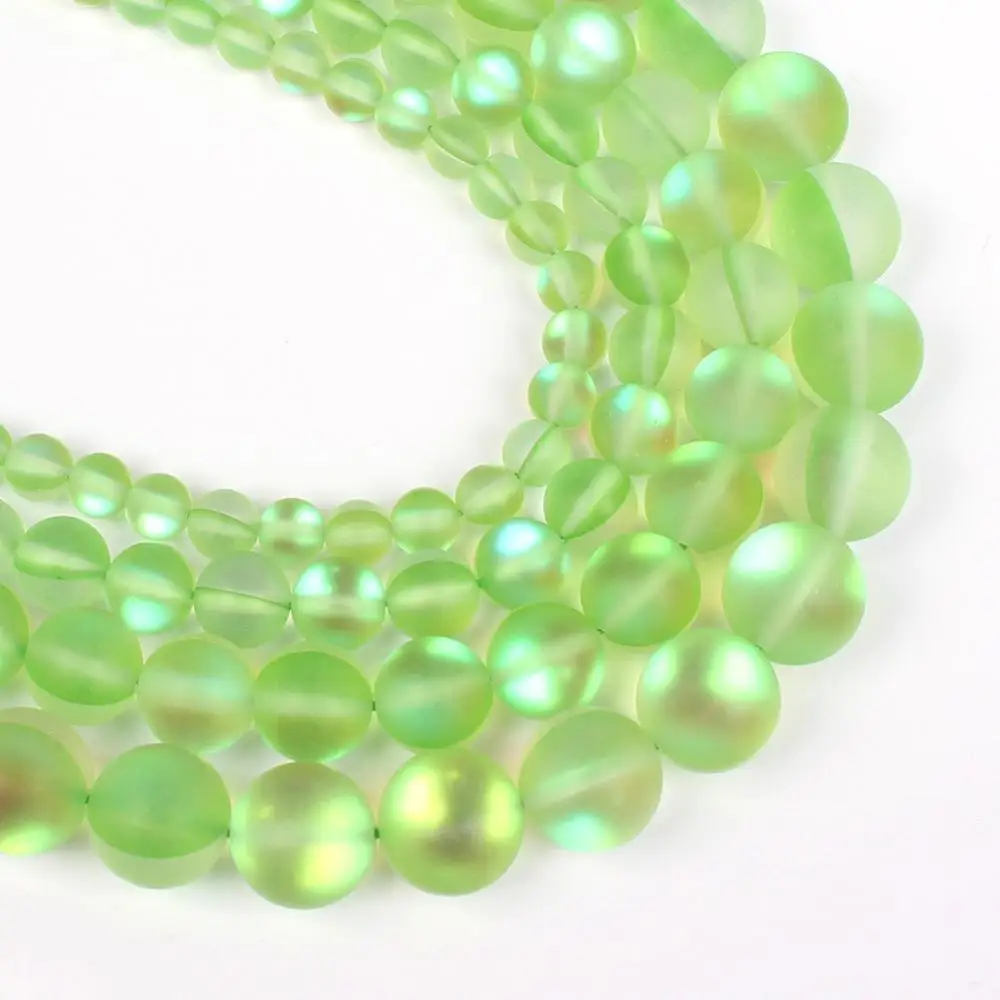 matte Green Crystal A+ матовый Mulitecolor матовый из австрийского кристалла, Круглый бисер для изготовления ювелирных изделий 6/8/10/12 мм блеск лунный камень бусины для изготовления браслетов - Цвет: matte Green Crystal