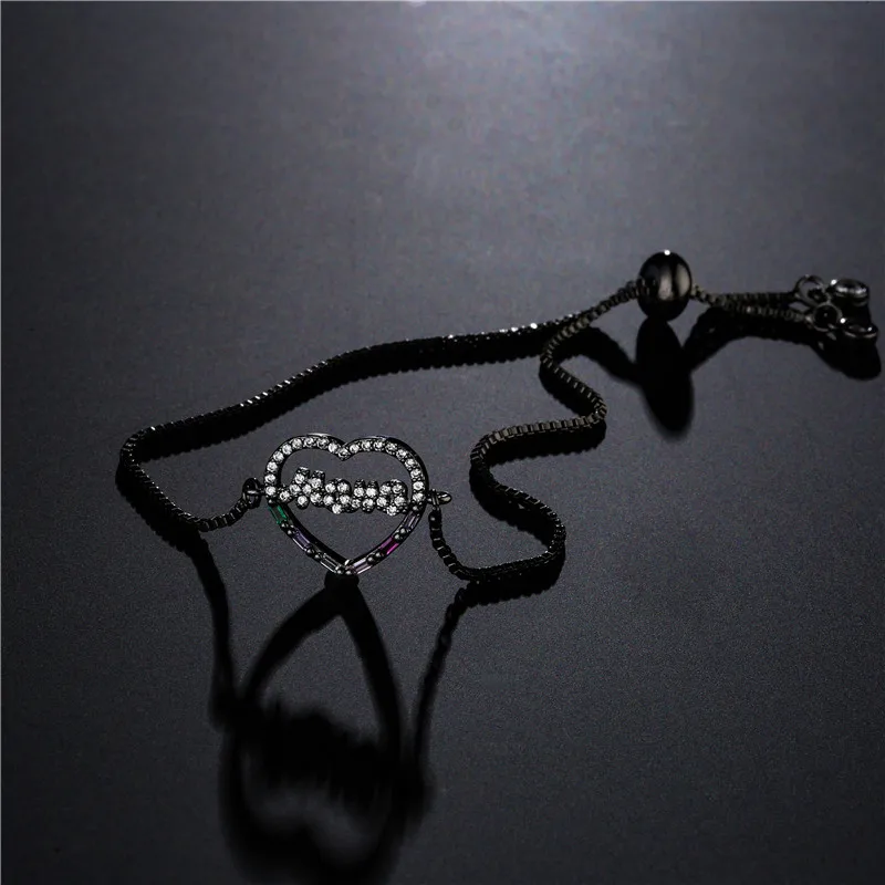

Women's Fashion Gold Simple Mama Heart Pendant Bracelet Micro Zircon Adjustable Femmel Snake Chain Bracelet Gift