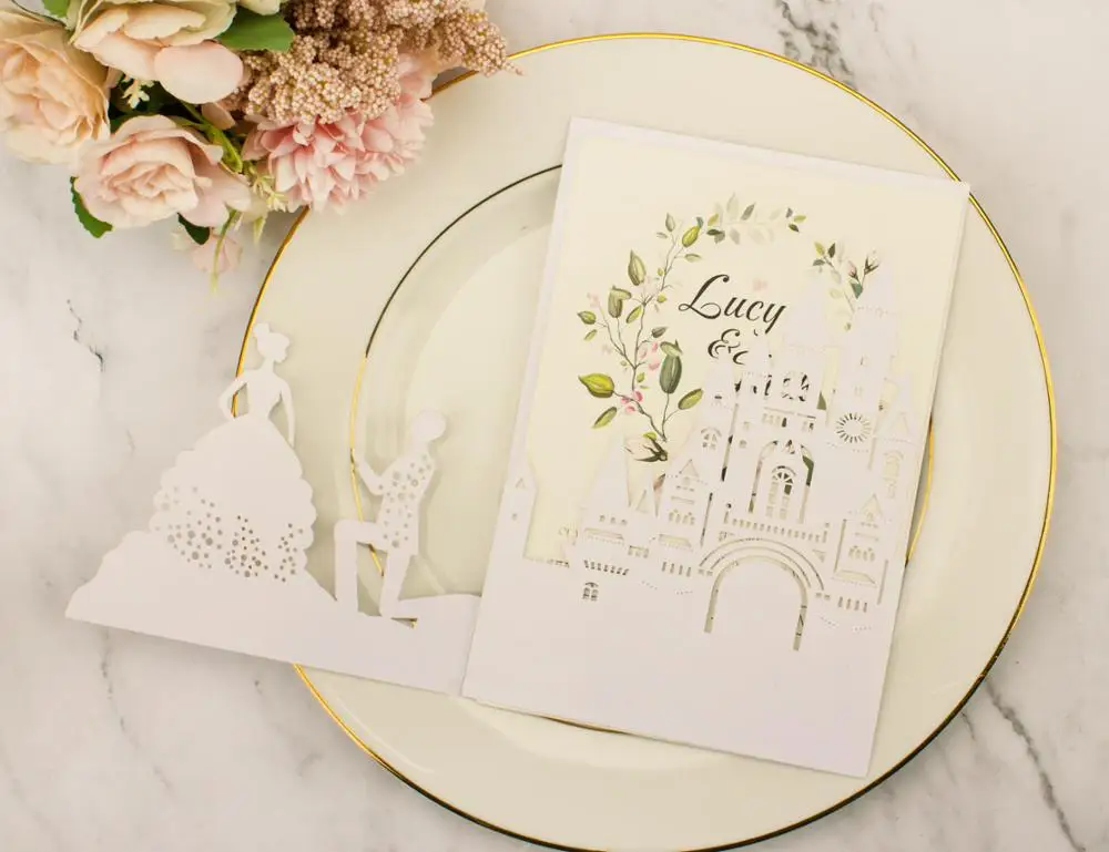 Бесплатная доставка 50 шт лазерная резка замок тройные свадебные пригласительные