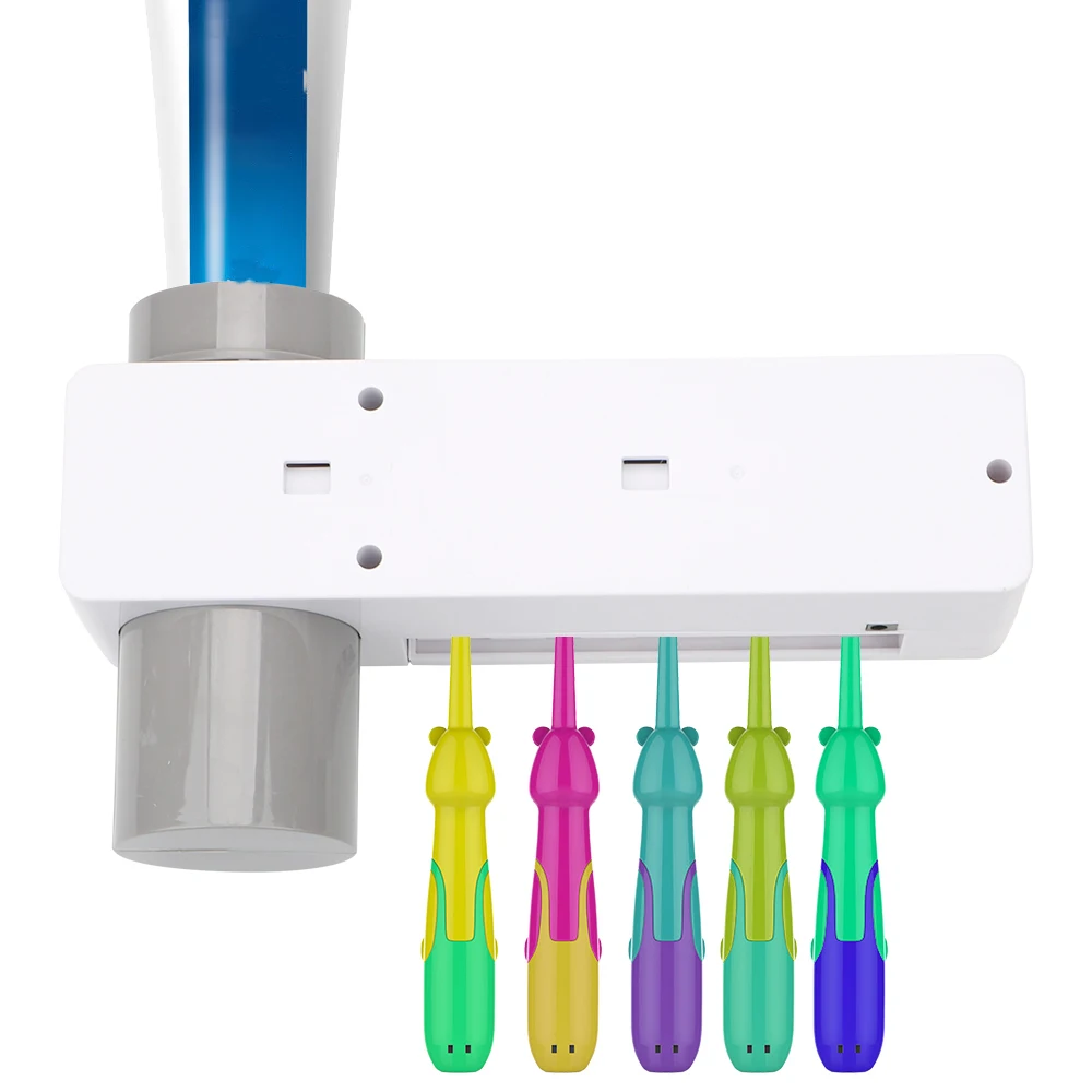 

Toothbrush Holder Cleaner Bathroom Automatic Toothpaste Dispenser Sterilizer UV Light Toothpaste Squeezer
