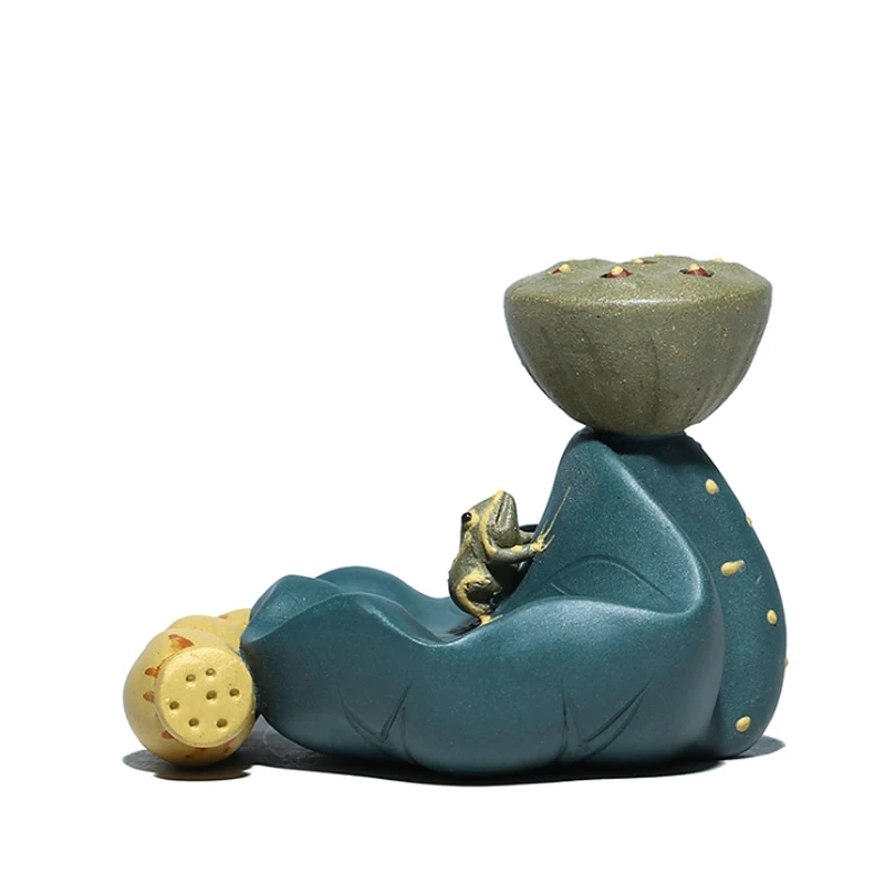 Креативные фиолетовые зеленые грязевые лягушка и Лотос чайные украшения для