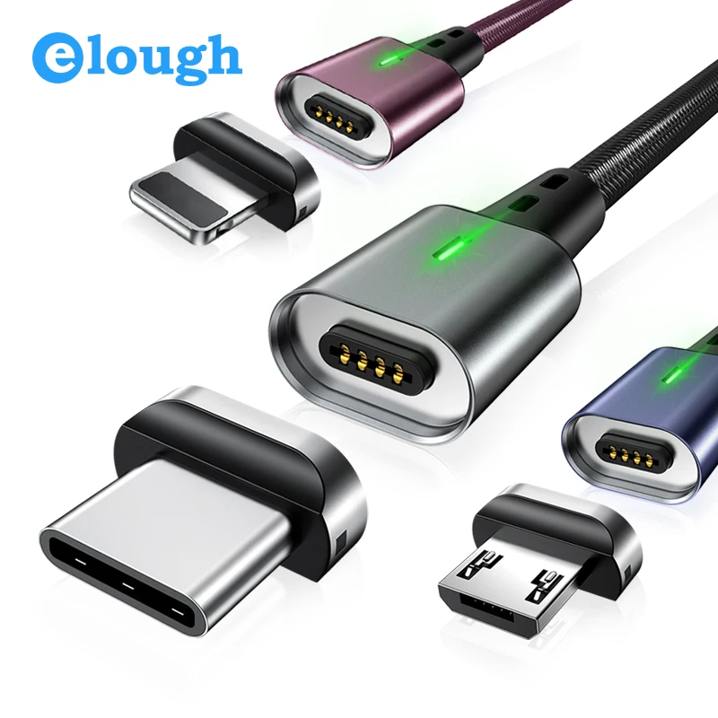 

Elough Magnetic Charger Cable For iphone cable Micro usb Type c cable for HUAWEI P30 Magnetic cable fast charger USB C Data wire
