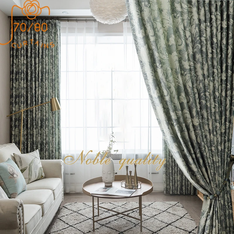 European-style High-end High-precision Jacquard Blackout Curtains for Living Room Balcony Bedroom Curtain Cloth Customization