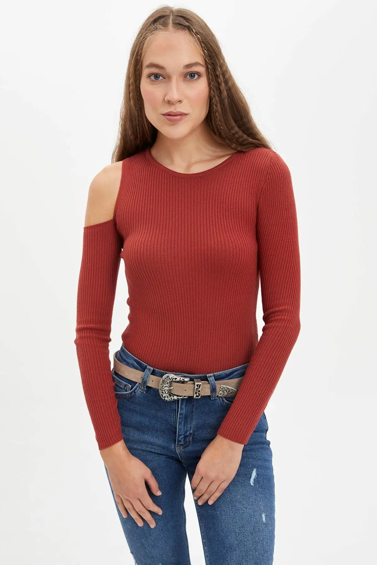 DeFacto Winter Woman Tricot Slim Fit Off The Shoulder Sweater Jumper Pullover Warm Casual Fashion New Season-L8851AZ19WN | Женская