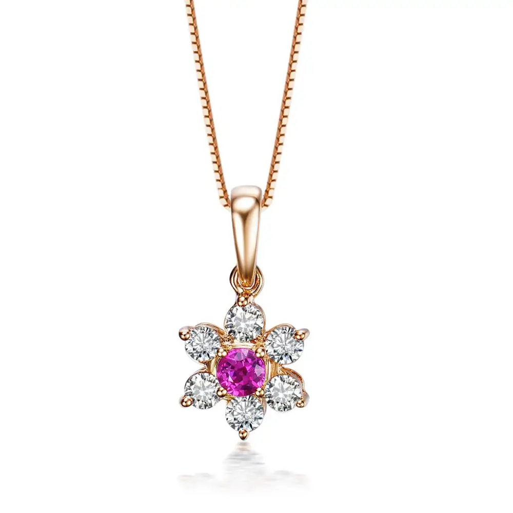 

ZOCAI Women White/Rose-Gold 18K Gold Diamond +Sapphire / Ruby Necklace for Girl Party Wedding Birthday Gift D04241