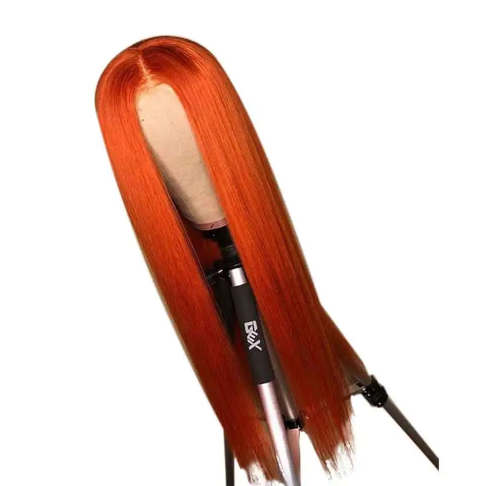 Orange B Color Wig 13X4 613 блондинка красный бордовый 99J розовый цвет прямые 150% Синтетические волосы на кружеве человеческих волос парики предварительно бразильский Реми FreeGift - Цвет: Orange B Color Wig