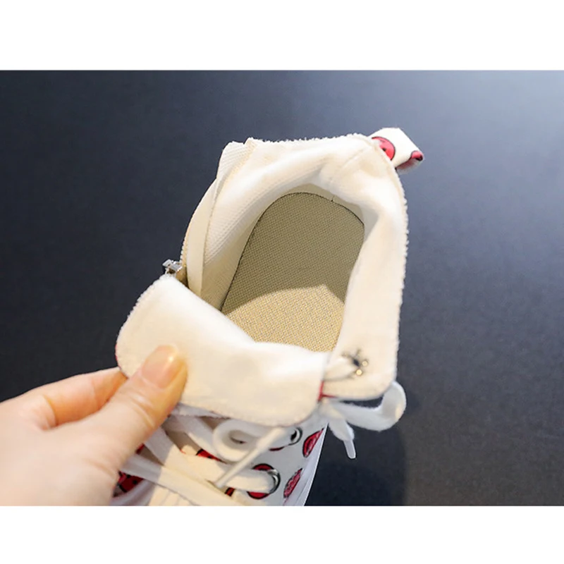 

Smile Face Printed Children's Canvas Shoes High Top Zip Sneakers For Girls Boys Non Slip Soft Sole Breathable Kids Casual Shoes