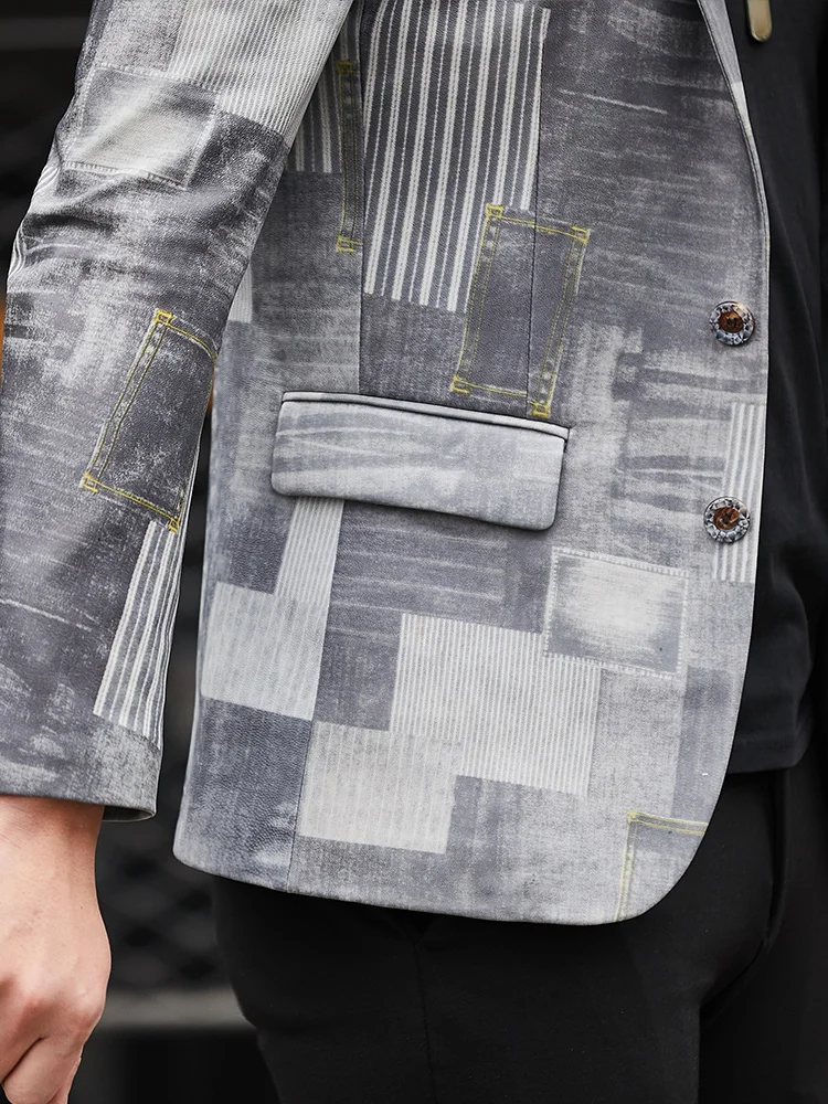 

New Men's Sheepskin Suit 2021 Gray Genuine Jacket Slim thin youth trend jackets Man's Leather coat