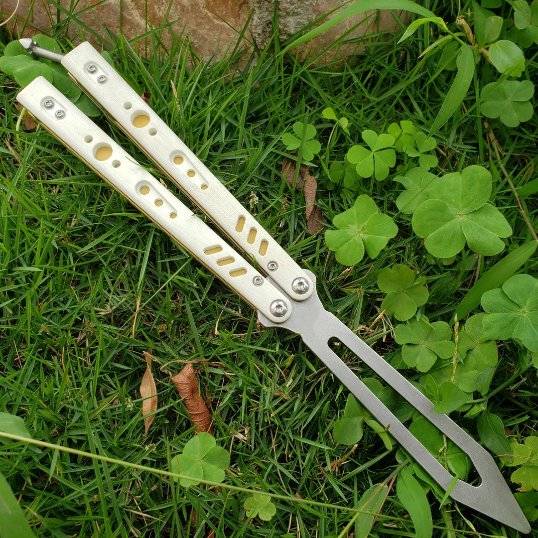 Нож бабочка Theone White BRS Replicant тренировочный нож G10 + титановая ручка D2 лезвие втулка