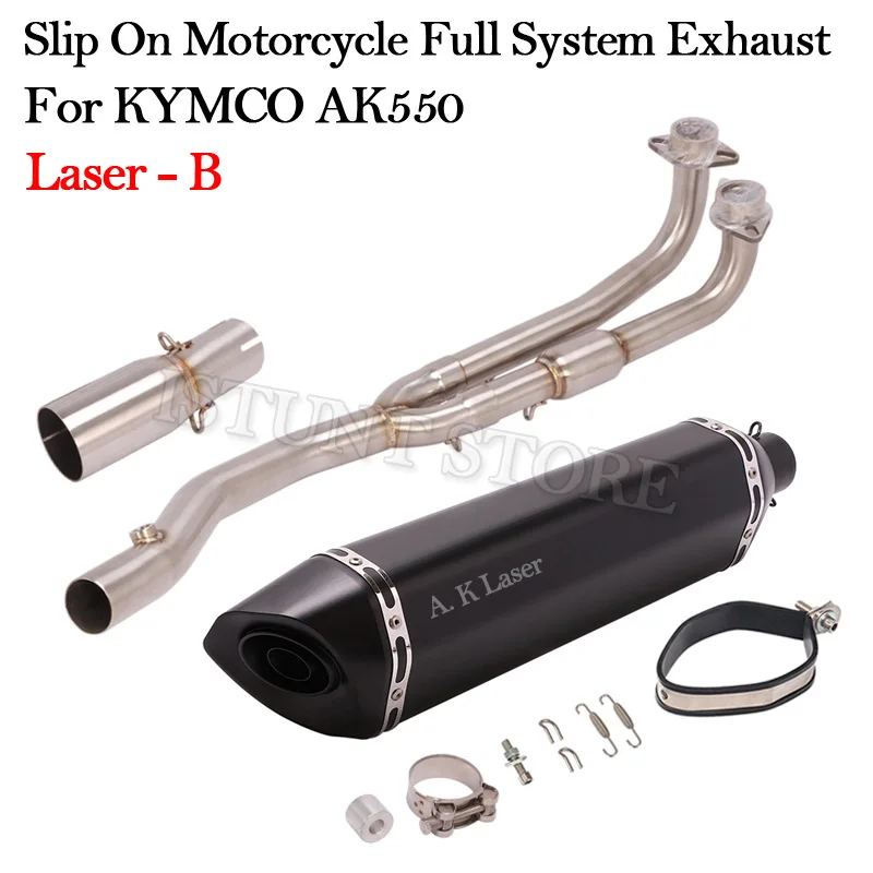 570MM Full System Slip On For KYMCO AK550 AK 550 Motorcycle Exhaust Modified Escape DB Killer Muffler Front Mid Middle Link Pipe - - Racext 31