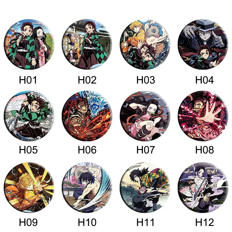 

Anime Demon Slayer Kimetsu No Yaiba Kamado Tanjirou Cosplay Bedge Cartoon Collect Backpacks Bags Badges Button Brooch Pins
