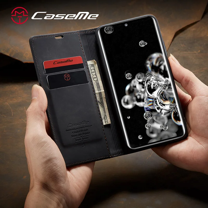 Роскошный Магнитный кожаный чехол бумажник CaseMe для Samsung Galaxy S9 S10 S20 Plus телефона Note