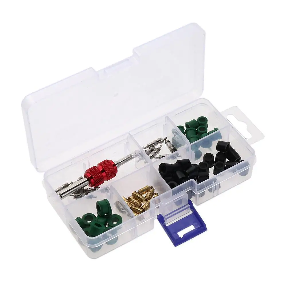 

71pcs/set A/C Rubber Gasket+ AC Valve Core+ Remover Tool Assortment Kit Seal O Rings Gaskets Washer Quality Car Accessory