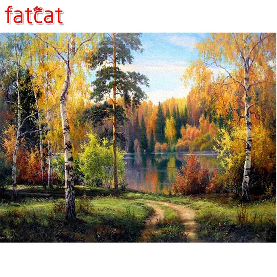 FATCAT 5d diy алмазная живопись лес природный пейзаж Алмазная вышивка полный