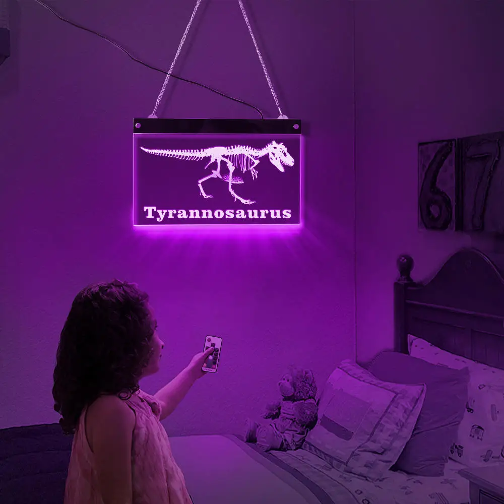 Современный Тираннозавр Рекс скелет акриловый светодиодный неоновый знак