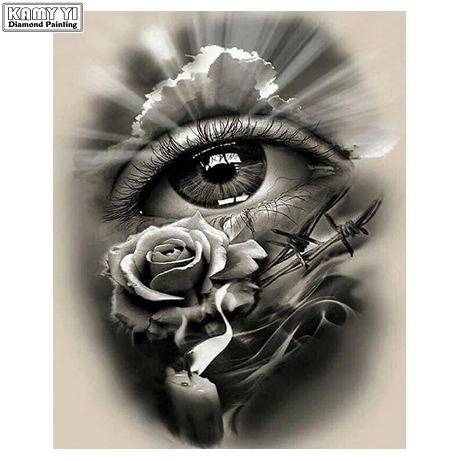 5d алмазная живопись полностью иконы Алмазная вышивка черно-белые глаза полный