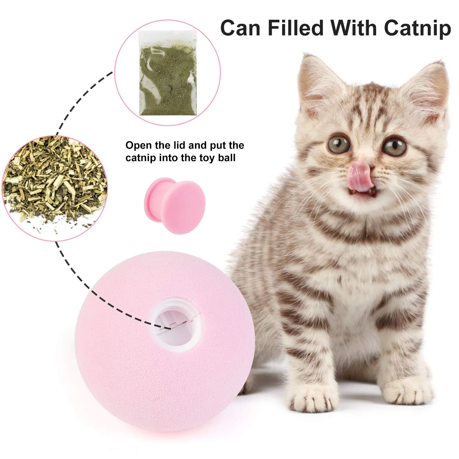 

Smart Cat Toys Interactive Ball Catnip Cat Training Toy Pet Playing Ball Pet Squeaky Supplies Products Toy for Cats Kitten