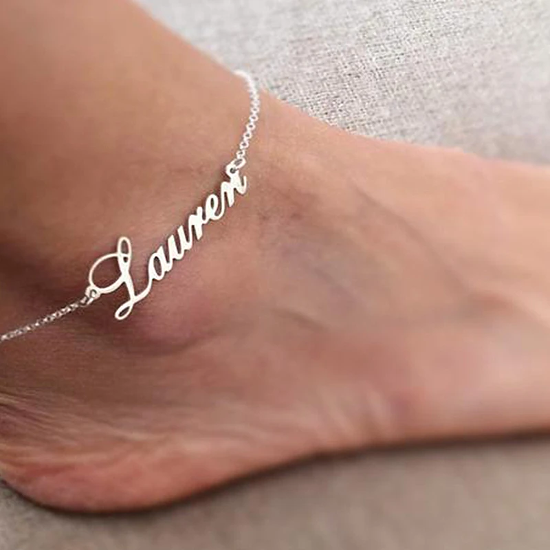 Personalized Name Anklet Custom Foot Bracelets For Women Stainless Steel Leg Chain Female Anklets Jewelry Dropshipping | Украшения и