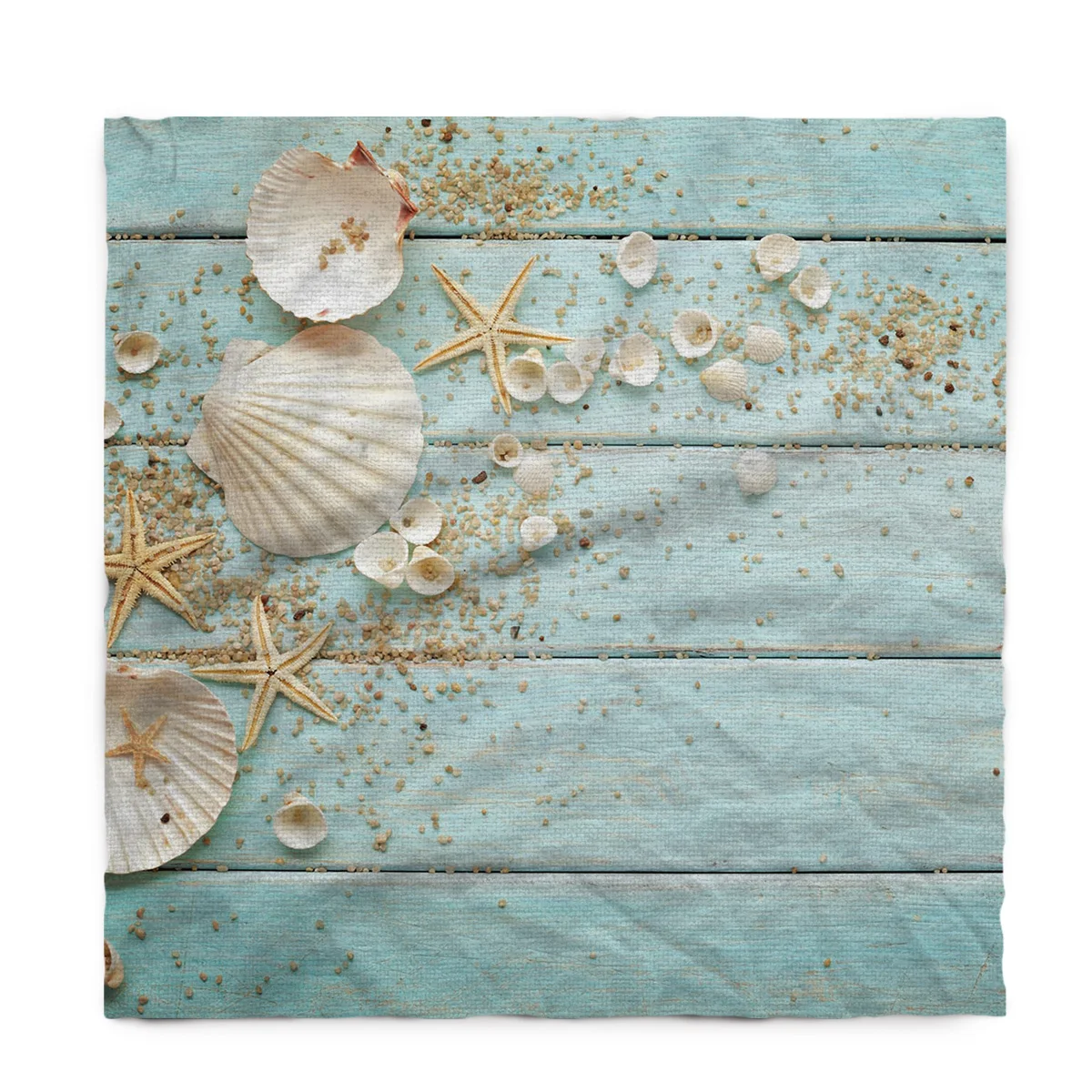 Фон с изображением деревянных доскок в виде ракушек морских звезд скатерть