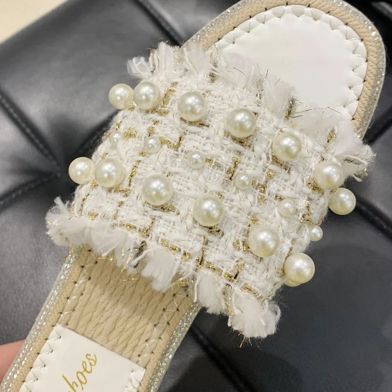 Сезон лето Новый стиль Тапочки с бахромой женские туфли на плоской подошве