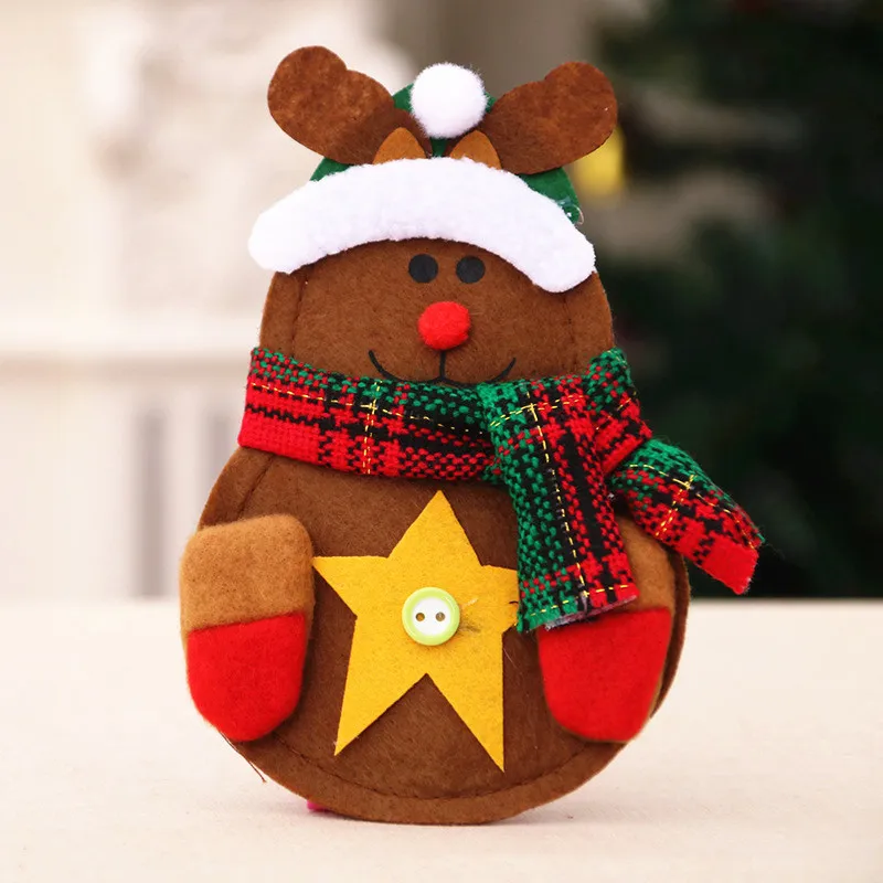 D Santa Claus Snowman Elk Style Utensil Knives Forks Holder Cutlery Bag Pouch Christmas New Year Decor Tableware Supplies - Цвет: D