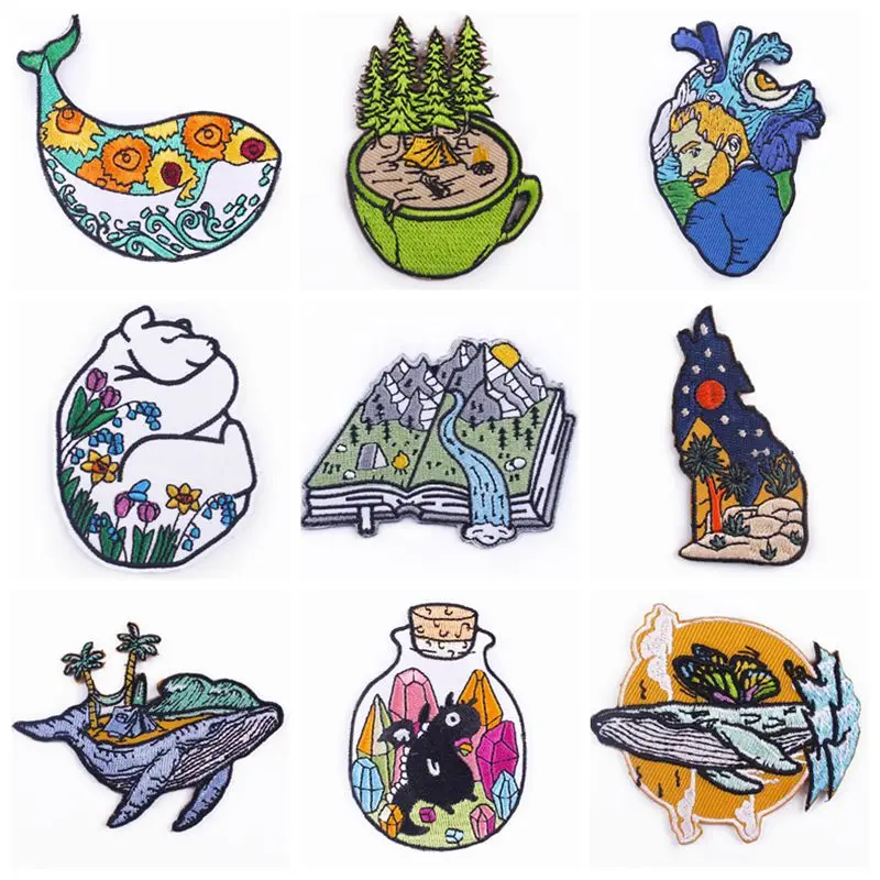 

DIY/панк нашивки с вышивкой нашивки на одежду нашивки на утюги Одежда Горячие клейкие нашивки одежда с животными