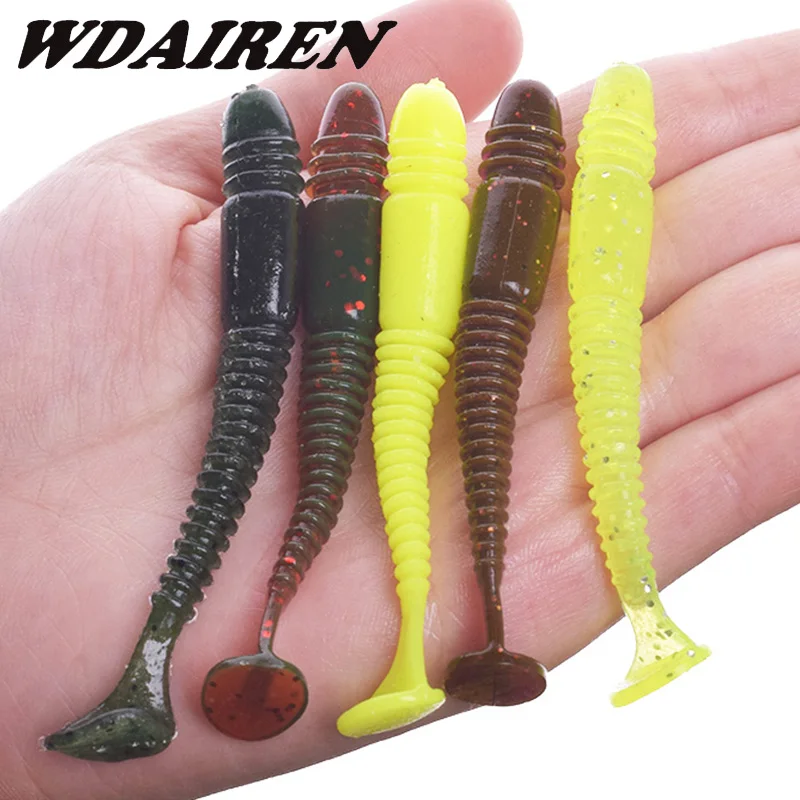 10pcs 7.5cm 3.2g Shad Fishy Smell Silicone Soft Bait Jig Wobblers Fishing Lures Artificial Baits With Salt Impact Ring Swimbait