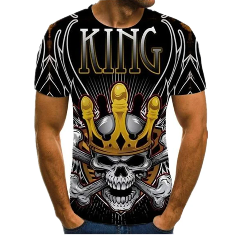 

Men Clothes 2021 New Mens Summer Skull Print Men Short Sleeve T-Shirt 3D Print T Shirt Casual Breathable Funny T-Shirts