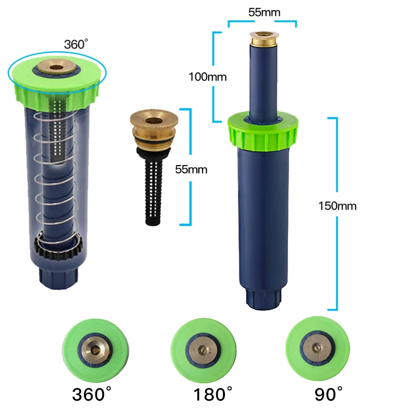Разбрызгиватель автоматический садовый лужайка 90 360 градусов выдвижная система
