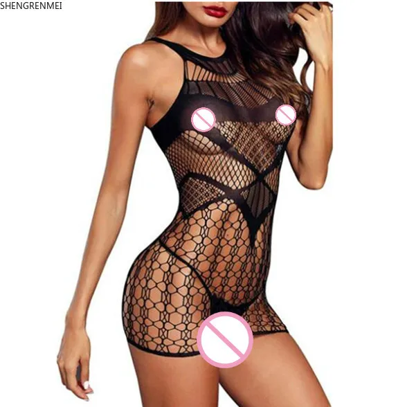 

SHENGRENMEI Plus Size Women Lingerie Romantic Ladies Sexy Nightwear Black Mini Dress Erotic Femme Babydoll New Hot Dropshipping
