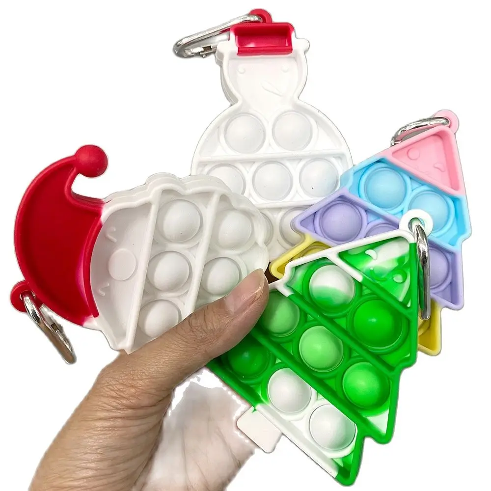 

Christmas Mini Push Popper Bubbles Keychain Toy Bubble Pop Desk Popping Relieve Anxiety Stress Poppet Fidget Toys