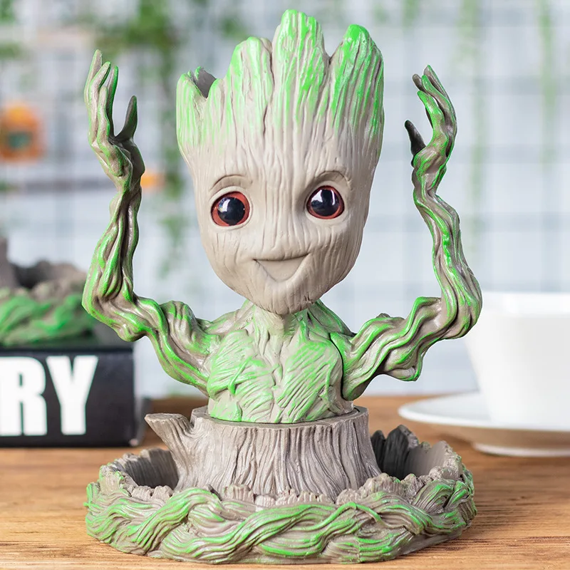 

Groot Flowerpot Cute Model Toy Pen Holder Planter Figurines Tree Man Garden Plants Flower Pot Home Decoration Children'S Toy