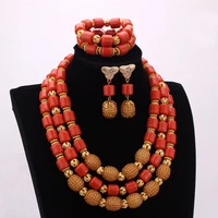4ujewelry jewelry sets for women wedding bridal african artificial coral beads nigerian necklace set 2021