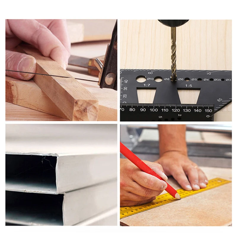 3D Woodworking Scribe Mark Line Gauge Ruler Square Layout Miter 45 + 90 Degree Metric Measuring Gauging Hand Tools | Инструменты