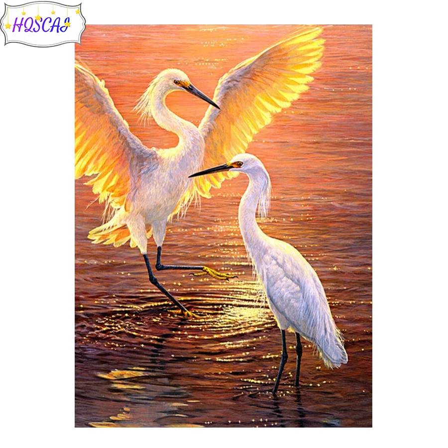 

Diamond Painting Sunset crane animal 5D DIY Diamond Painting Full Square Drill Embroidery Cross Stitch Gift Home Decor Gift Resi