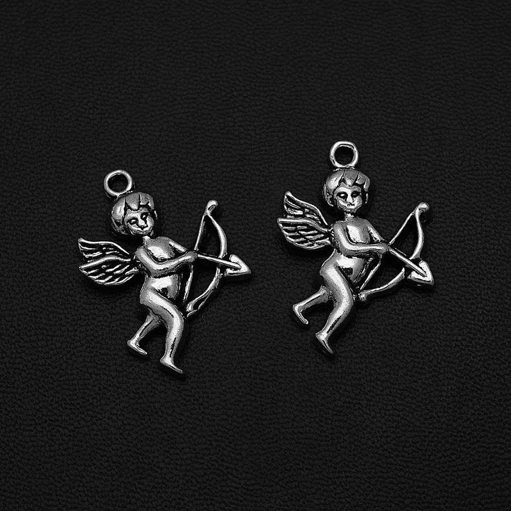 

8pcs/Lots 20x29mm Antique Silver Plated Eros Cupid Arrow Charms Valentine's Day Pendants For Diy Vintage keychain jewelry Parts