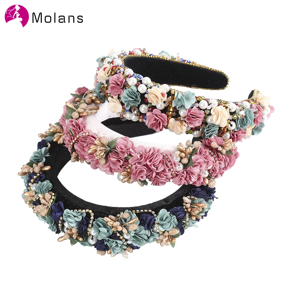 Женские роскошные повязки на голову MOLANS ободок для волос повязка с жемчужинами