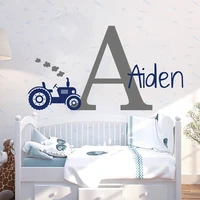 custom name farm tractor wall sticker boy room kids room personalized name tractor truck farm wall decal bedroom vinyl decor