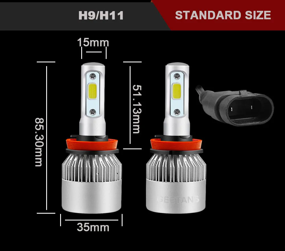 GEETANS H11 фар автомобиля H1 светодиодный H4 H7 H3 880 H13 HB1 HB2 HB3 HB4 HB5 9005 9004 9003 9006 9007 72 Вт 8000LM 4300K 6500K 8000K FJ