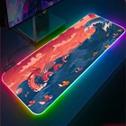 Игровой коврик для мыши с рисунком аниме Re Zero Two RGB, игровые аксессуары XXL, Настольный коврик для мыши со светодиодной подсветкой, нескользящий коврик для клавиатуры, Настольный коврик