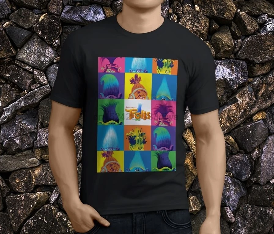 

New Popular NEW Trolls Mens Black T-Shirts Size S-3XL