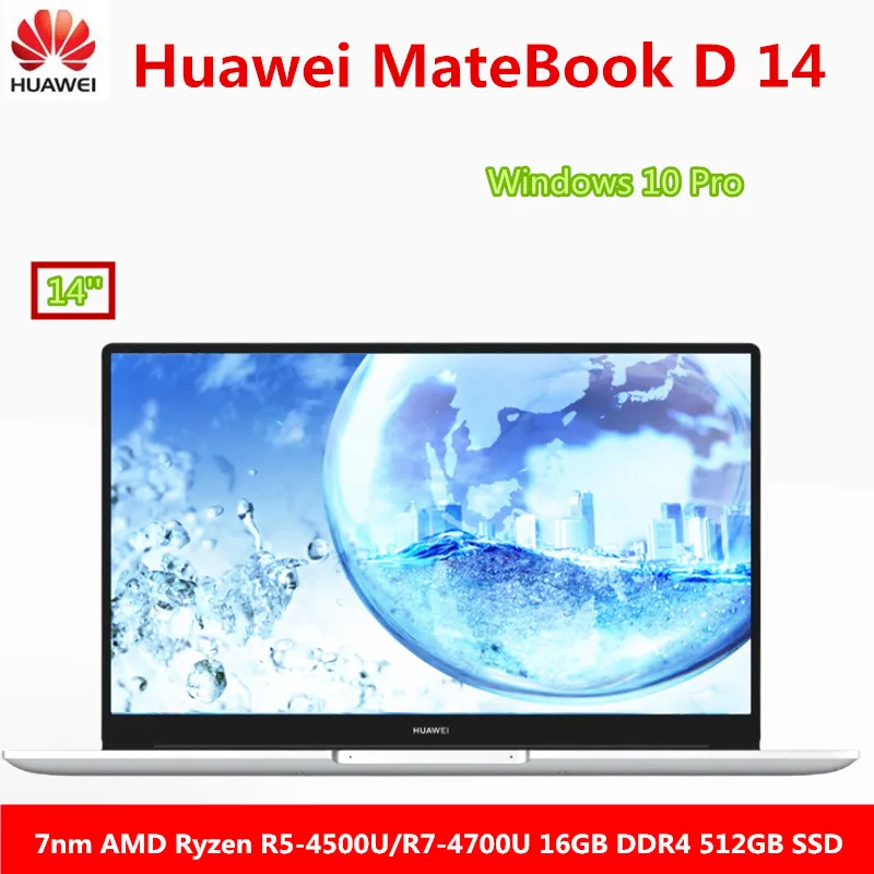 Ноутбук Huawei MateBook D 14 ноутбук дюймов 2020 7nm AMD Ryzen r5 4500U/r7 4700U 16 Гб DDR4 512 SSD Windows 10 Pro
