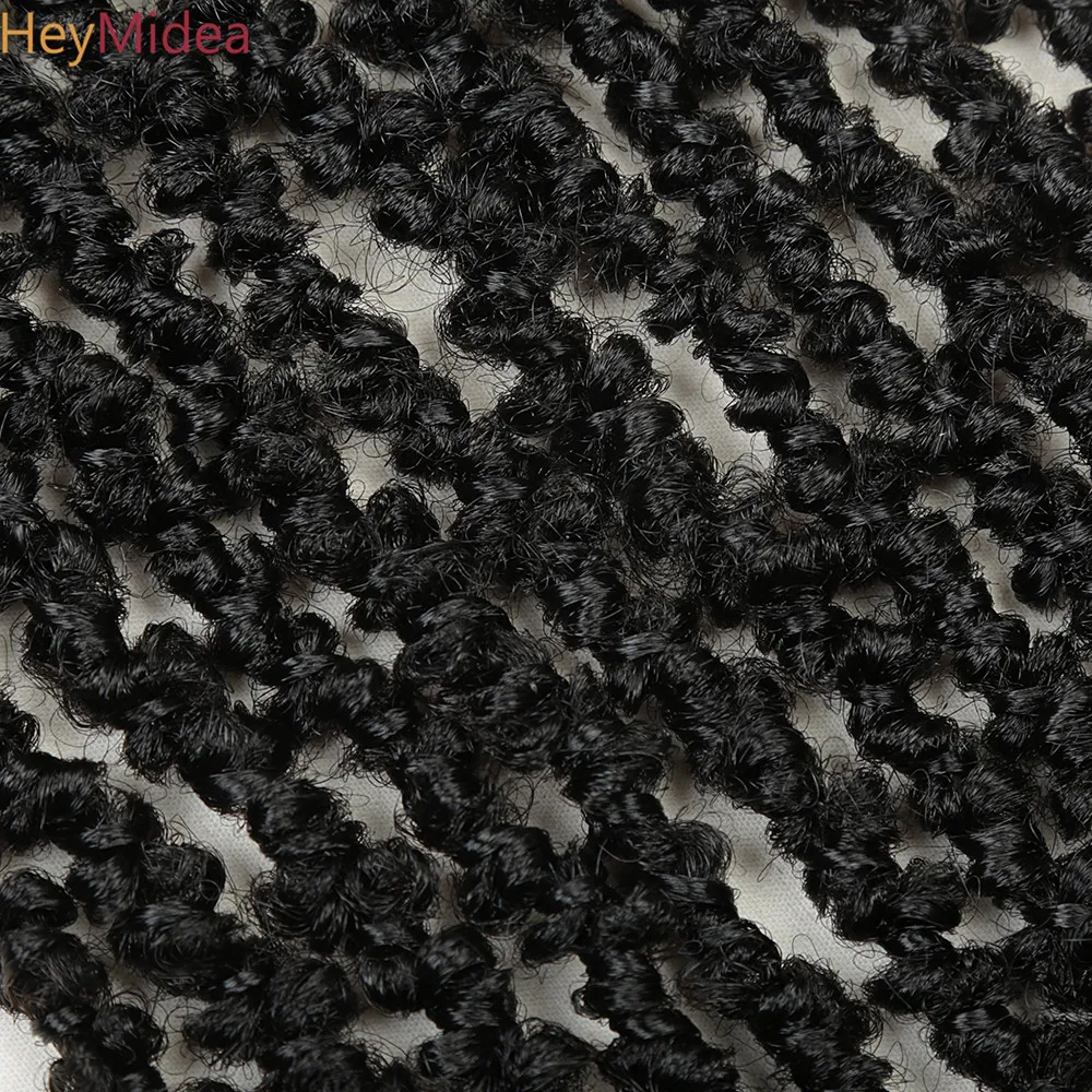 

Butterfly Locs Crochet Hair 12Inch Pre Looped Distressed Locs Crochet Braids Hair Extensions Black For Women 24 strands Heymidea